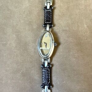 Silpada Silver and Black Oval Watch T2127